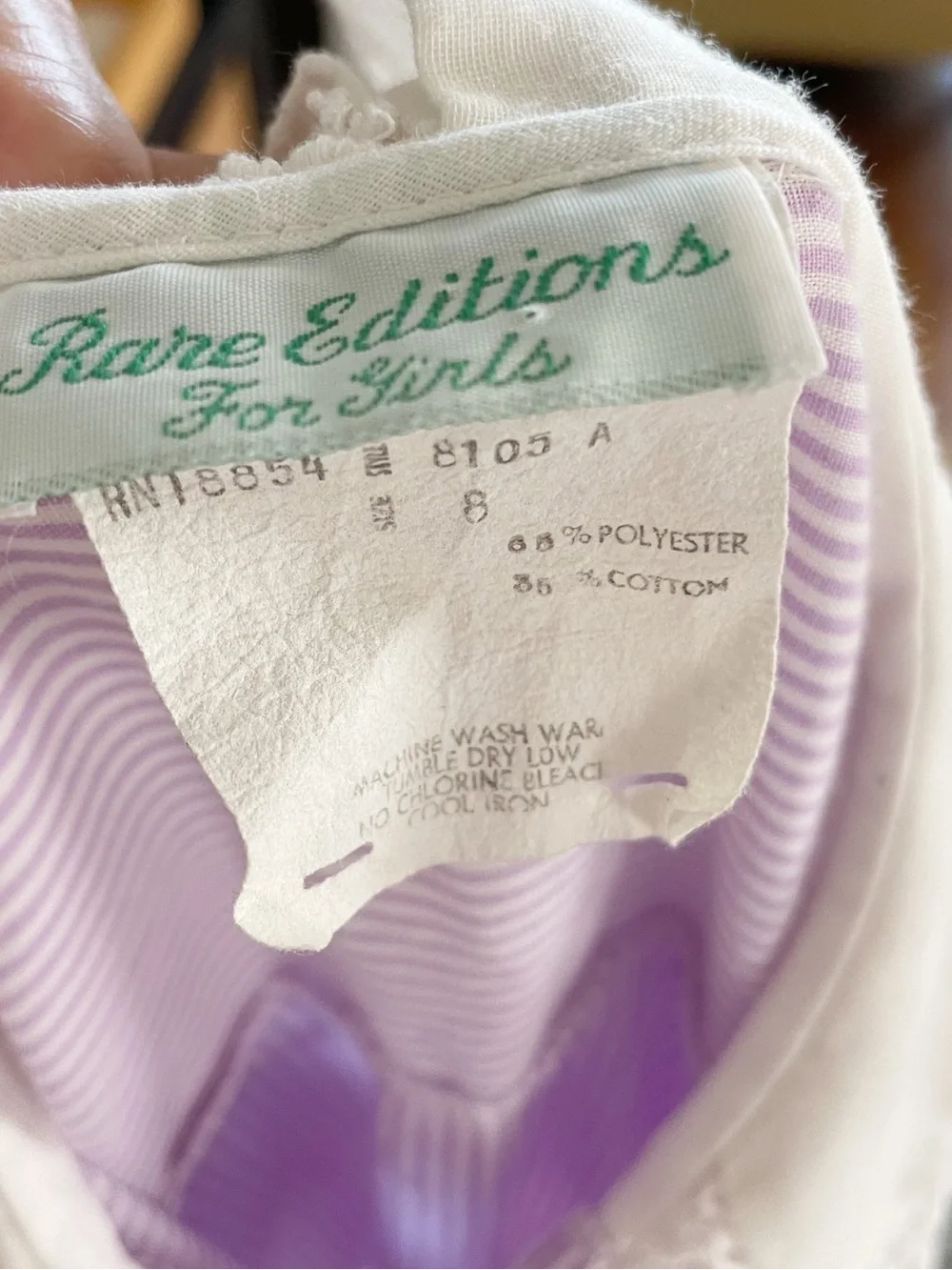 Vintage Rare Editions Lavender Striped Big Collar Dress | Size 8